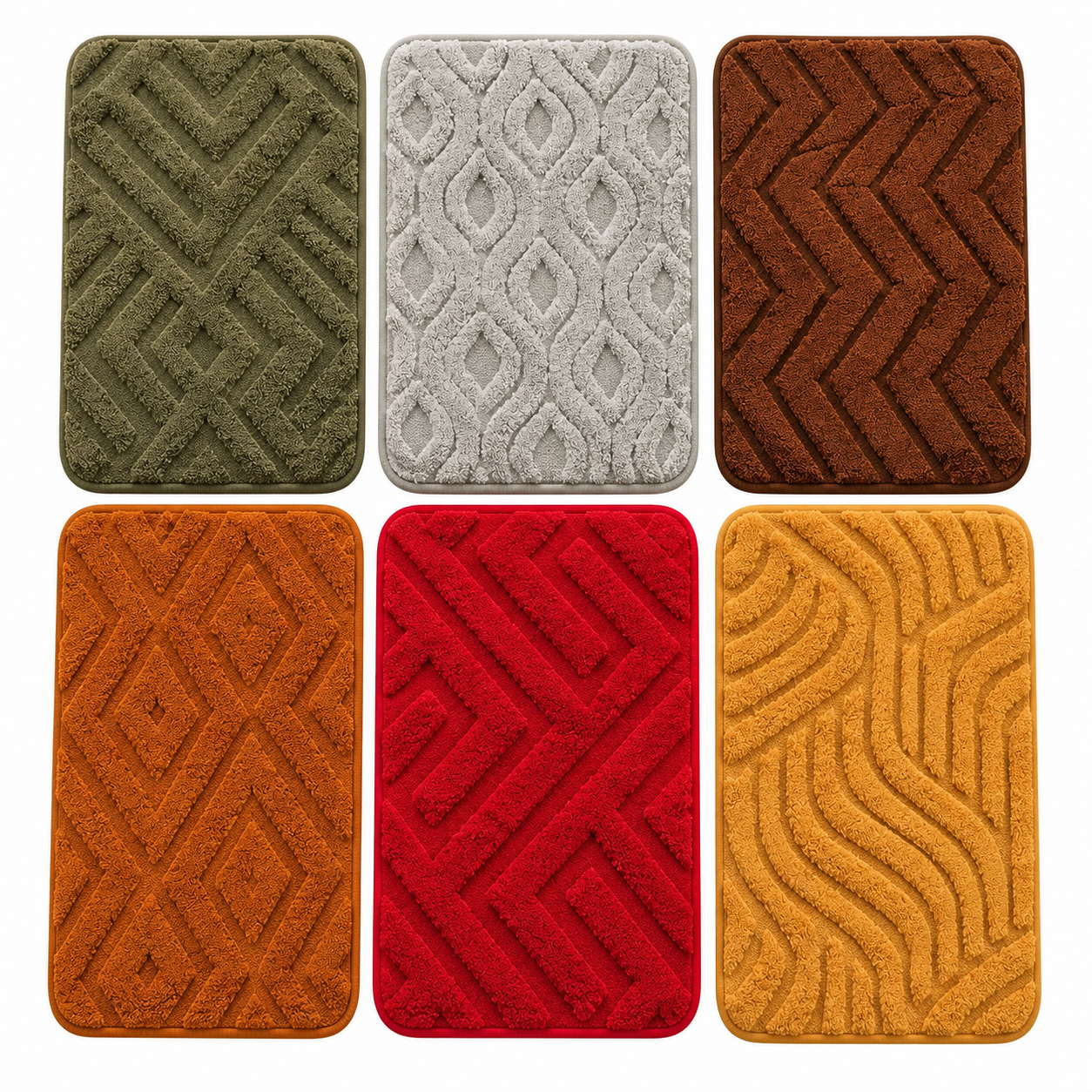 Carved Tufted Mat — Geometric Textured Anti-Slip Floor Mat